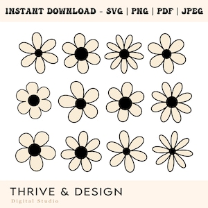 Daisy SVG bundel, Daisy Flower SVG-bestanden voor Cricut, clipart gesneden bestanden voor Cricut, vector cutfile, lente SVG, zomer SVG, PNG-bestanden,