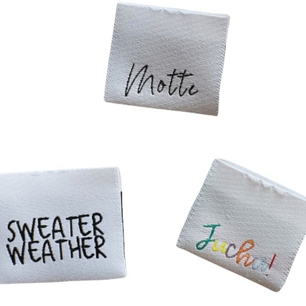 Labels, labels, "Juchu!", "Sweater Weather" and "Motte"