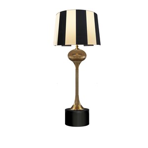 A spectacular lampshade with black and white stripes. In the style of Chanel and Parisian chic.
