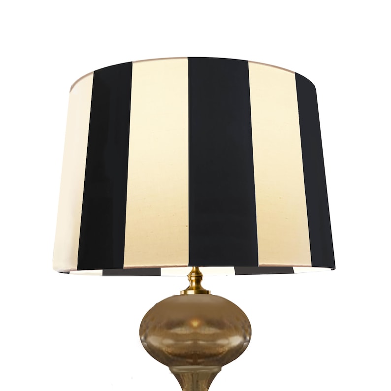 Black and white striped lampshade