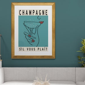 Champagne Poster Print, Vintage Art Deco