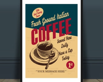 パーソナライズされたコーヒープリント：レトロな1950年代スタイルの