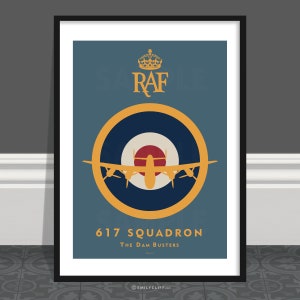 The Dam Busters 617 Squadron Print, Poster, RAF, Print, Wall Art, Lancaster Bomber, Royal Air Force, Spitfire, WW2, Aircraft, 1940&#39;s Plane