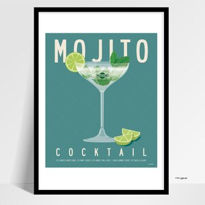 Mojito Cocktail Print: Kitchen Bar Wall Art 50cm x 60cm Print