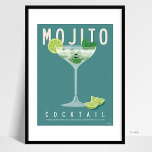 Mojito Cocktail Print: Kitchen Bar Wall Art 30cm x 40cm Print
