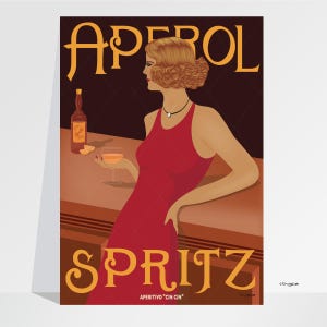 Aperol Spritz Vintage Poster Druck, Cocktail Poster, Aperol Rezept Wandkunst, Art Deco Aperol Poster, Aperol Cocktail Poster Wanddekor Geschenk.