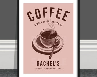 レトロなコーヒーカップのポスター：ヴィンテージカフェプリント