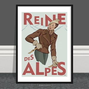 Vintage Ski Poster: Reine des Alpes Travel Print