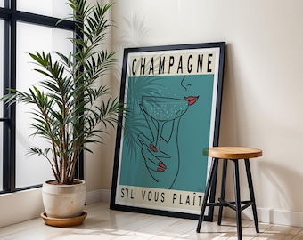 Impresión de póster vintage de champán del período Art Déco