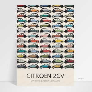 Citroen 2CV Poster Print: Classic French Car, Retro Colors