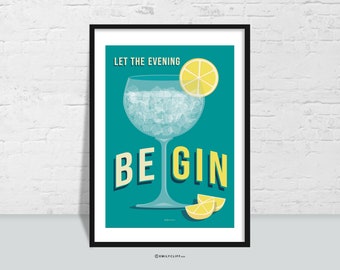 Vintage Gin & Tonic-tryck: Cocktailposter från 1960-talet