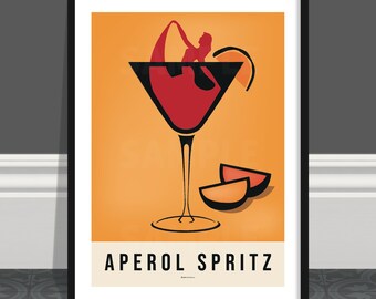 Aperol Spritz Vintage Cocktail Art Print