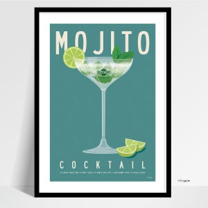 Mojito Cocktail Print: Kitchen Bar Wall Art 61cm x 91cm Print