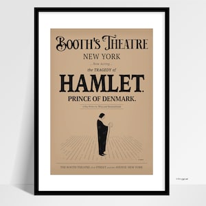 Hamlet Edwin Booth's Theatre Poster: Vintage Shakespeare Wall Art