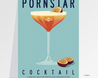 Pornstar Martini Cocktail Recipe Poster, Kitchen Wall Art