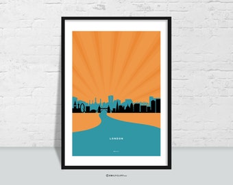 London Skyline Art Print: Retro Travel Poster