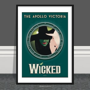 Wicked the Musical Print, Wicked Poster, Wicked Wall Art, Apollo Theatre, Elphaba, Glinda, Theatre Art Depicting Wicked, Wicked Broadway