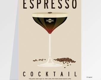 Espresso Martini Cocktail Recipe Poster Kitchen Bar Art Print