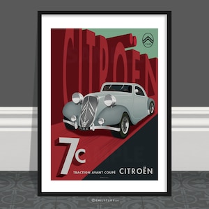 Citroen Traction Avant Poster: Vintage French Art Deco Car Print