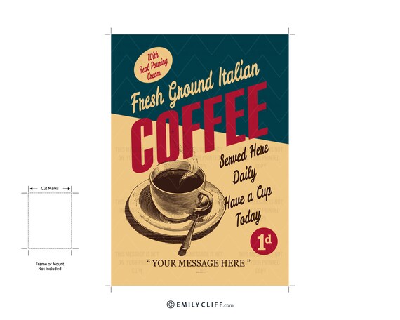 パーソナライズされたコーヒープリント：レトロな1950年代