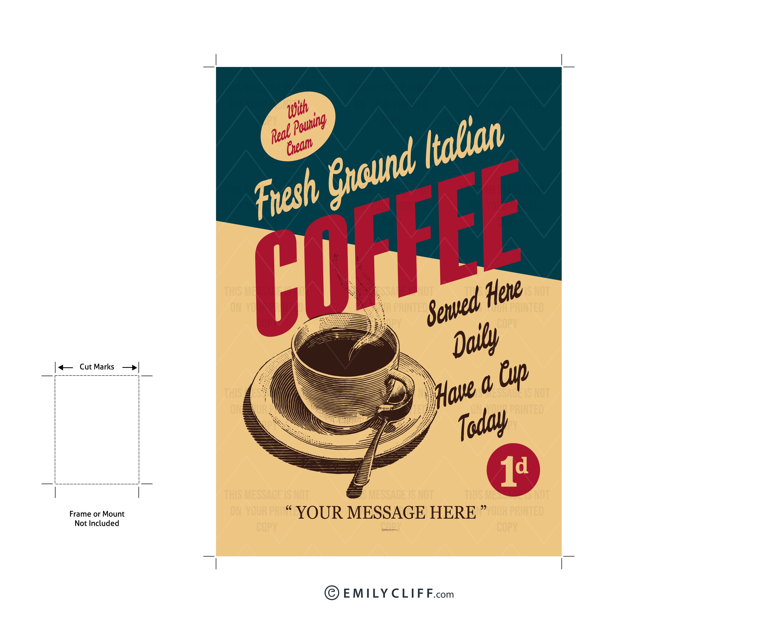 Italienskt kaffe vintage poster