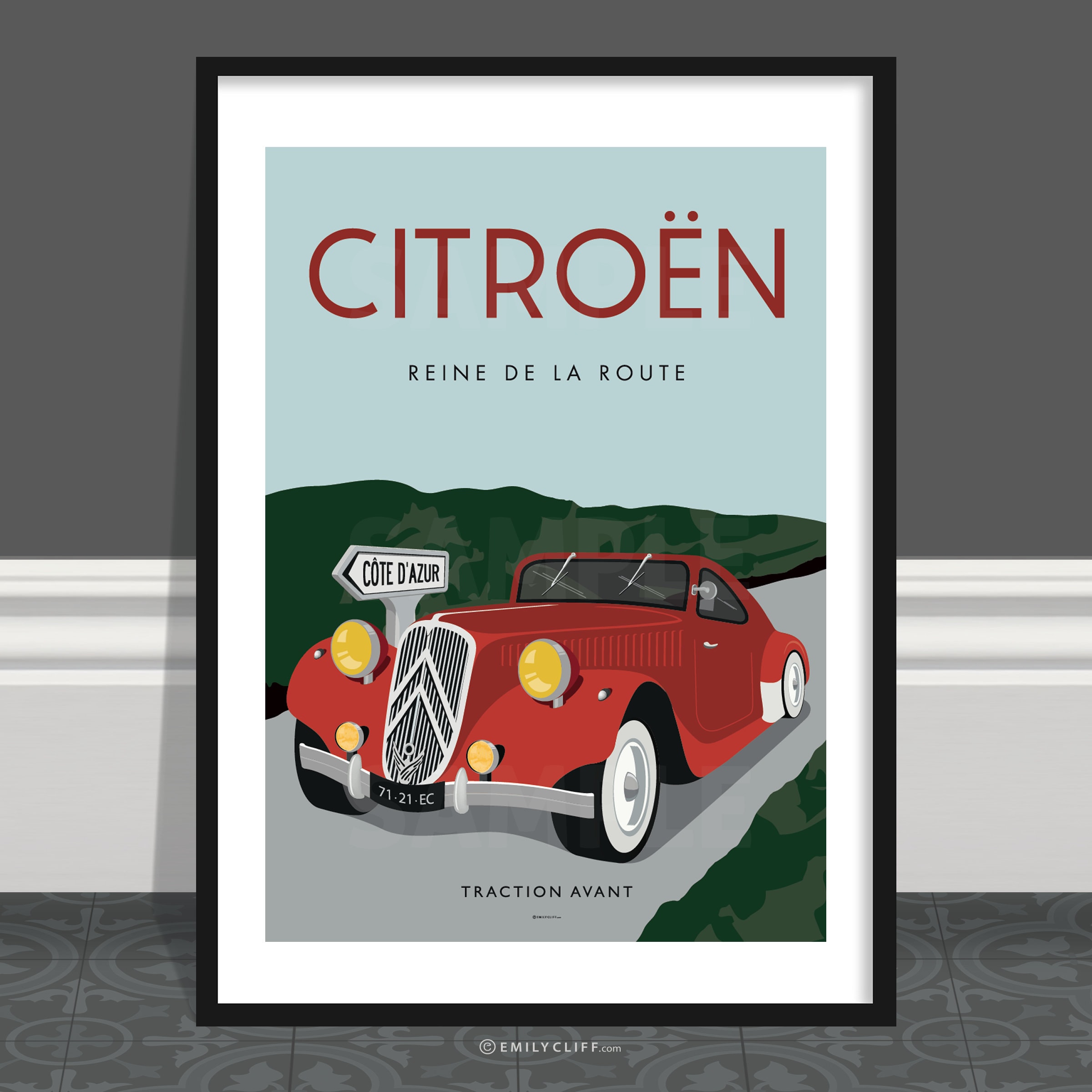 Plaque métal déco garage Citroën Traction avant 30x20cm