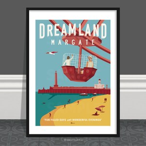 Dreamland Poster: Retro Margate Seaside Travel Print