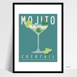 Mojito Cocktail Print: Kitchen Bar Wall Art 40cm x 50cm Print