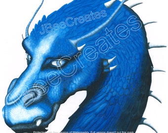 Saphira Eragon Blue Dragon Digital Download, Dragon drawing, Eragon art print