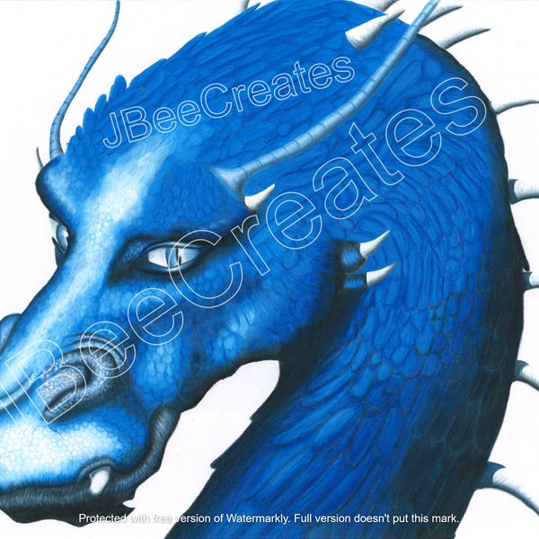 Saphira Eragon Blue Dragon Digital Download, Dragon drawing, Eragon art print