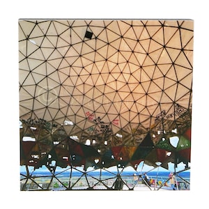 111 Teufelsberg Abhörkuppel -  Bild auf Holz, Berlin Motive Foto auf quadratischem Holz, Wandbild in 5 Größen zur Wandgestaltung