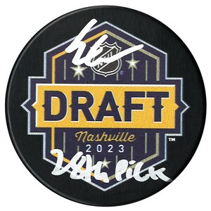Easton Cowan Autographed 2023 Inscribed NHL Draft Puck