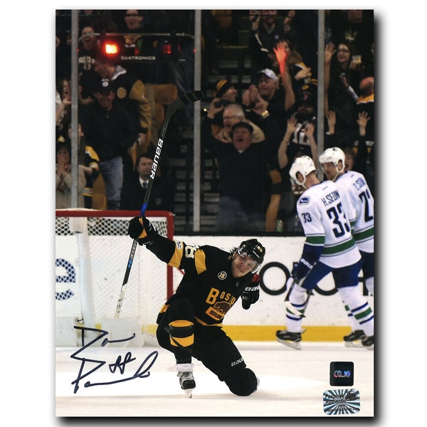 David Pastrnak Boston Bruins Autographed Goal Celebration 8x10 Photo (Black)