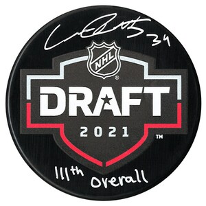 Conner Roulette Dallas Stars Autographed 2021 Inscribed Draft Puck