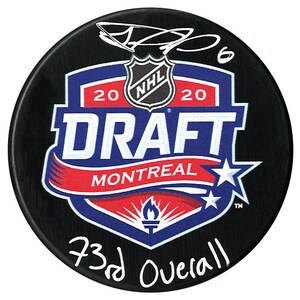 Luke Prokop Nashville Predators Autographed 2020 Inscribed Draft Puck