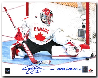 Thomas Milic Team Canada Autographed 2023 WJC Gold Inscribed 8x10 Photo (White)