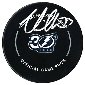 Victor Hedman Autographed Tampa Bay Lightning 30th Anniversary Official Puck