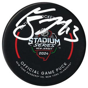 Mathew Barzal Autographed New York Islanders 2024 Stadium Series Official Puck
