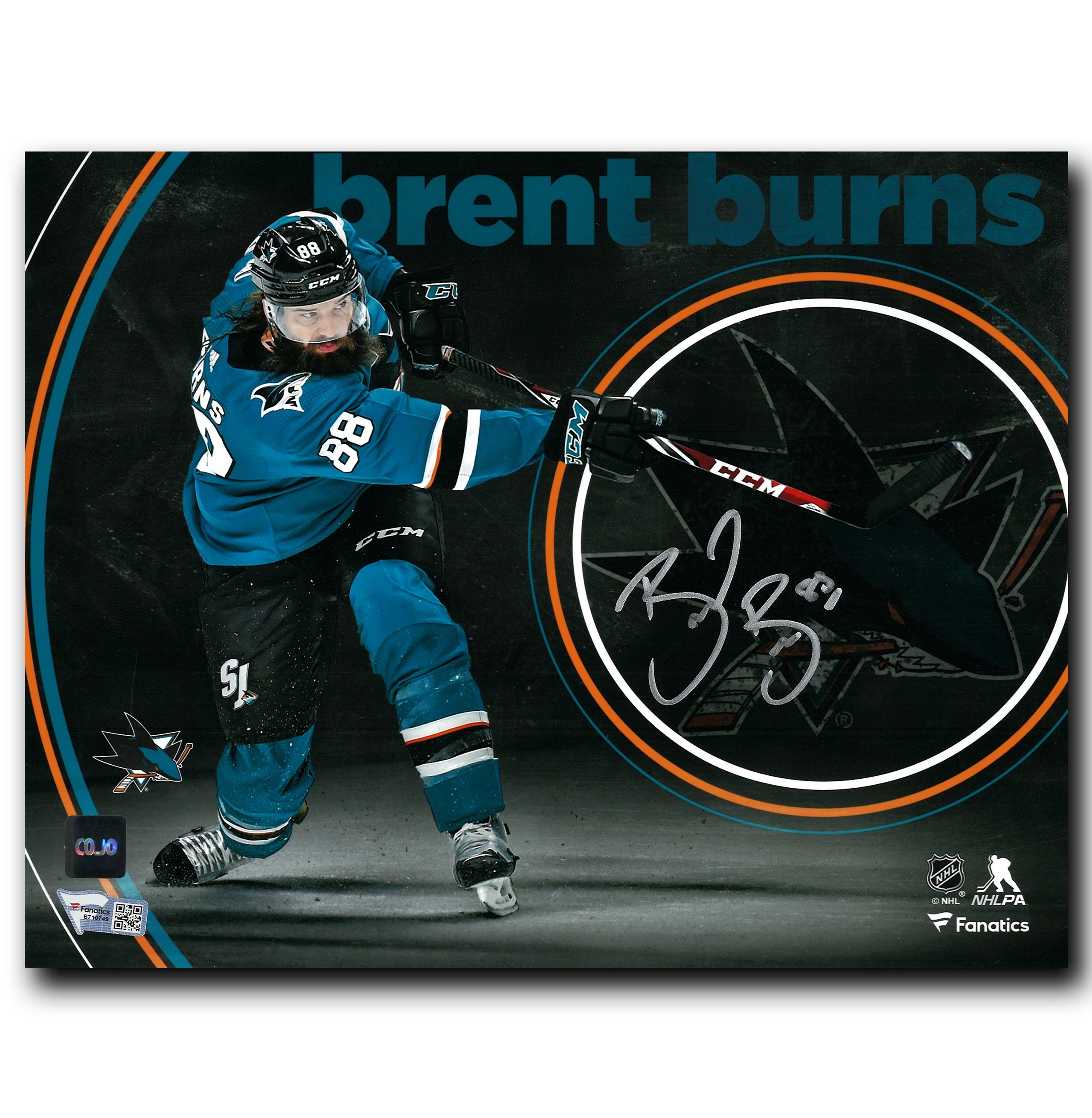 Brent Burns San Jose Sharks Autographed 16 x 20 Reverse Retro Jersey  Skating Photograph
