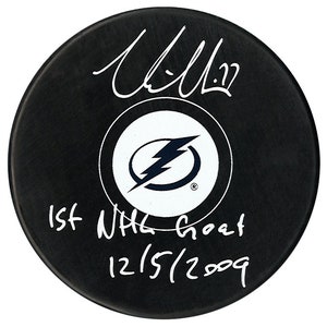 Victor Hedman Autographed Tampa Bay Lightning 1st Goal Inscribed Puck