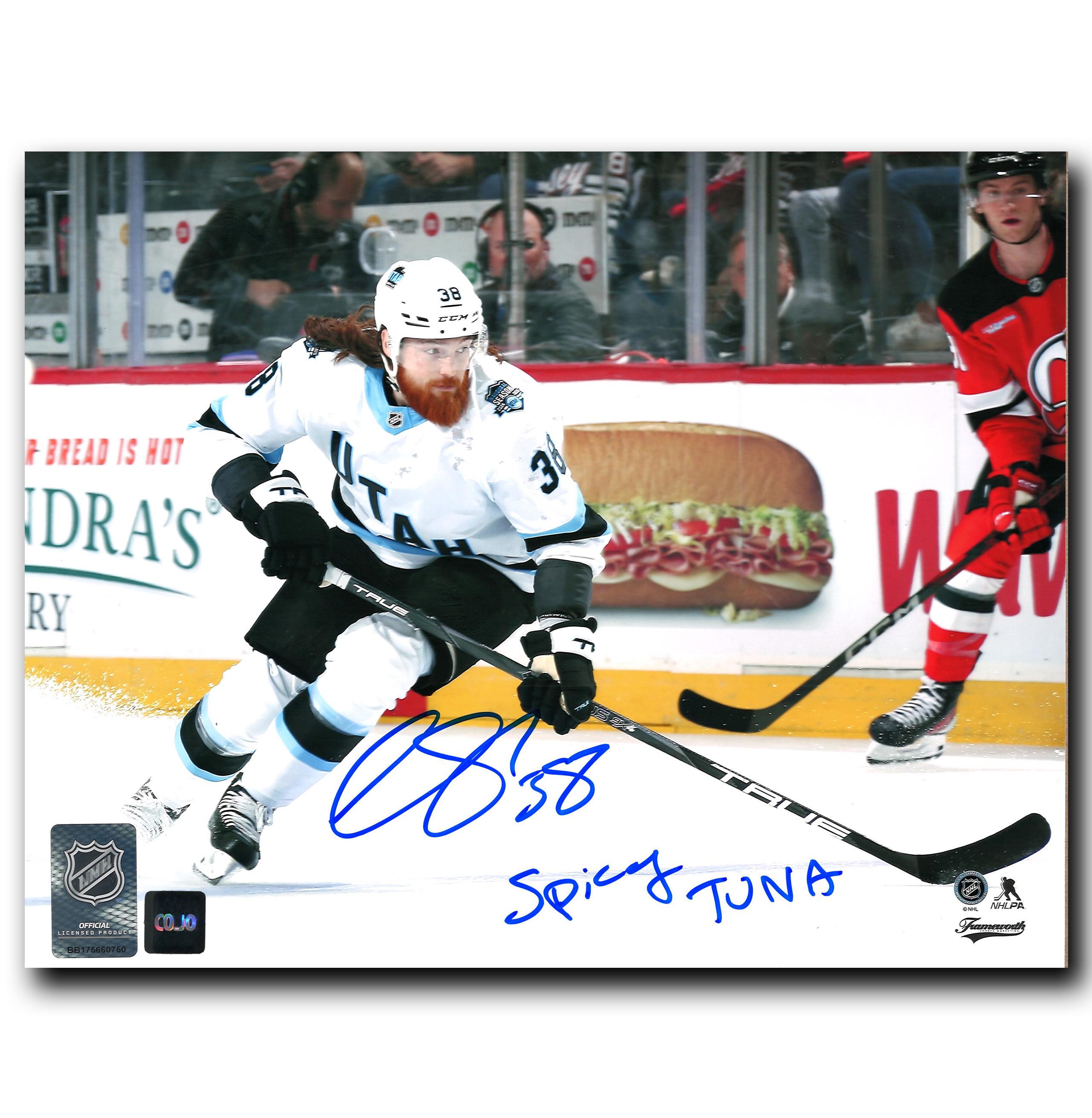 Liam O’Brien Utah Hockey Club Autographed Away Spicy Tuna Inscribed 8×10 Photo Liam O’Brien Utah Hockey Club Autographed Away Spicy Tuna Inscribed 8×10 Photo