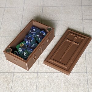 Coffin Mini Dice Case Dungeons and Dragons , Mini Dice Coffin RPG Dice Case, 10mm-12mm Dice Case image 2