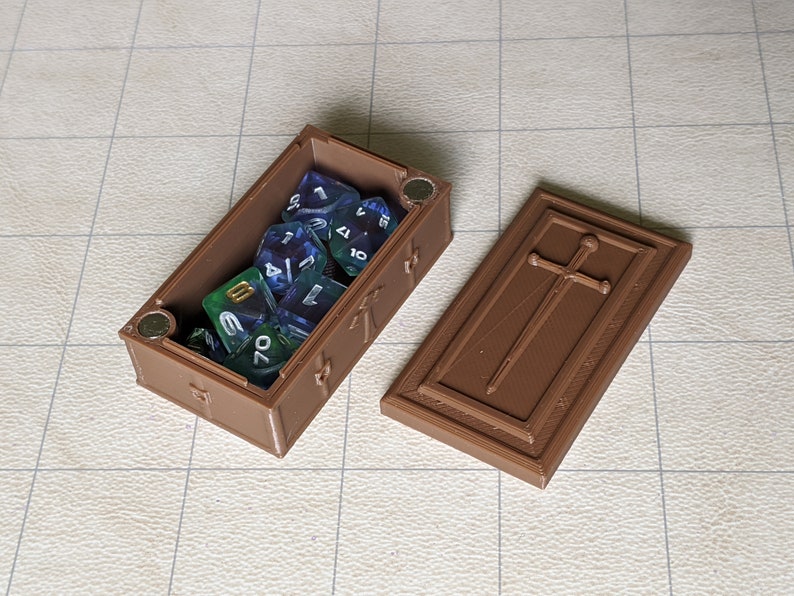 Coffin Mini Dice Case Dungeons and Dragons , Mini Dice Coffin RPG Dice Case, 10mm-12mm Dice Case image 2