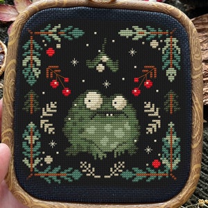 Christmas Goat Cross Stitch Pattern: Winter Farmhouse Ornament (Digital Download)
