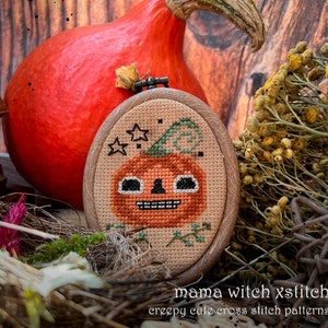 Pumpkin Piglet Cross Stitch Pattern: Cottagecore Goblincore (PDF Pattern)