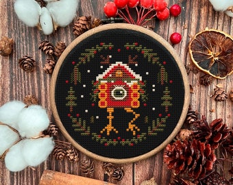 Baba Yaga Hut Cross Stitch Pattern: Cottagecore Goblincore (PDF Pattern)