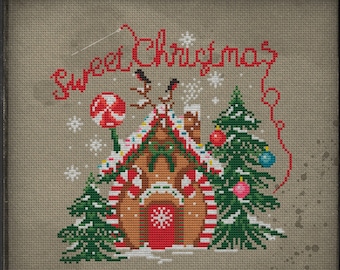 Sweet Christmas cross stitch pattern, Santa Claus, Ornament, Winter Sampler, Modern festive instant download Folk Art Primitives