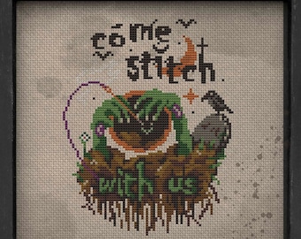 Halloween Witch Cross Stitch Pattern: Spooky Embroidery (PDF Pattern)
