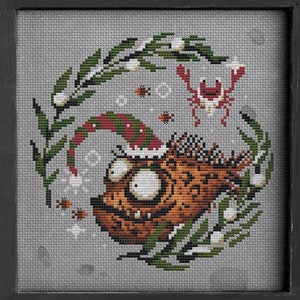 Shiny Christmas cross stitch pattern, Santa Claus, Ornament, Winter Sampler, Modern festive instant download Folk Art Primitives