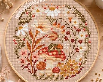 Kruissteekpatroon kikker, pad, amfibie, paddestoel, amonita, paddenstoel, schimmels, paddo's, aardbei, kawaii, pdf, digitale download